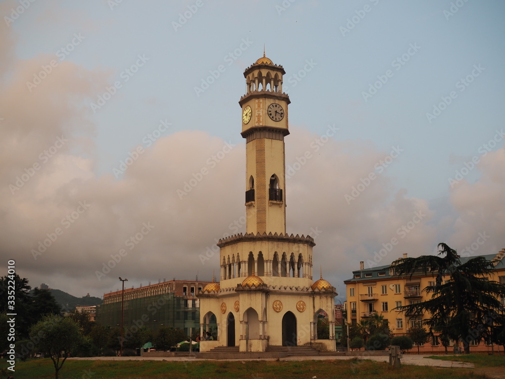 The clock tower in the city of Batumi