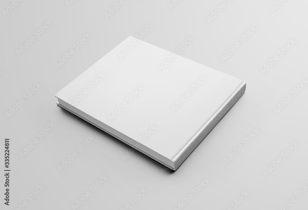 Mockup blank closed landscape orientation book, back view, isolated on a white background. Mockup blank closed landscape orientation book, back view, isolated on a white background.