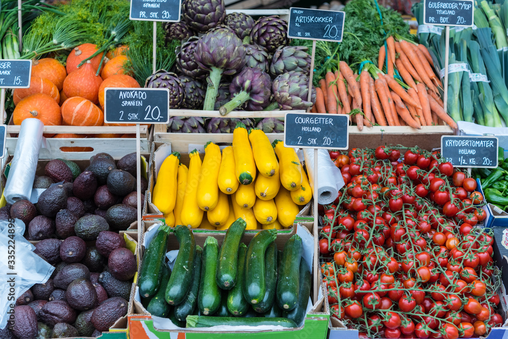 vegetables on market stall