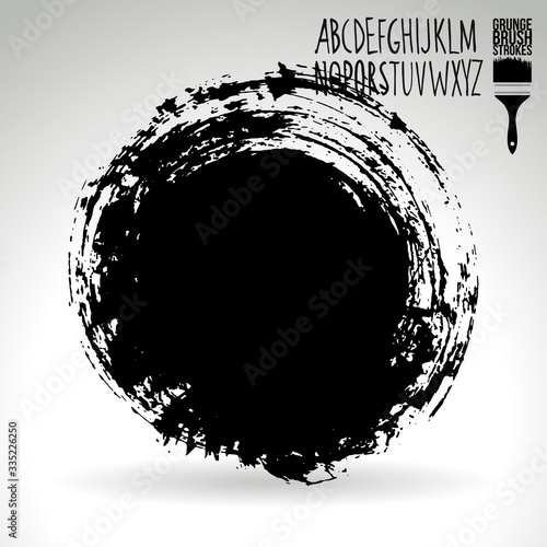 Black brush stroke and texture. Grunge vector abstract hand - painted element. Underline and border design.

