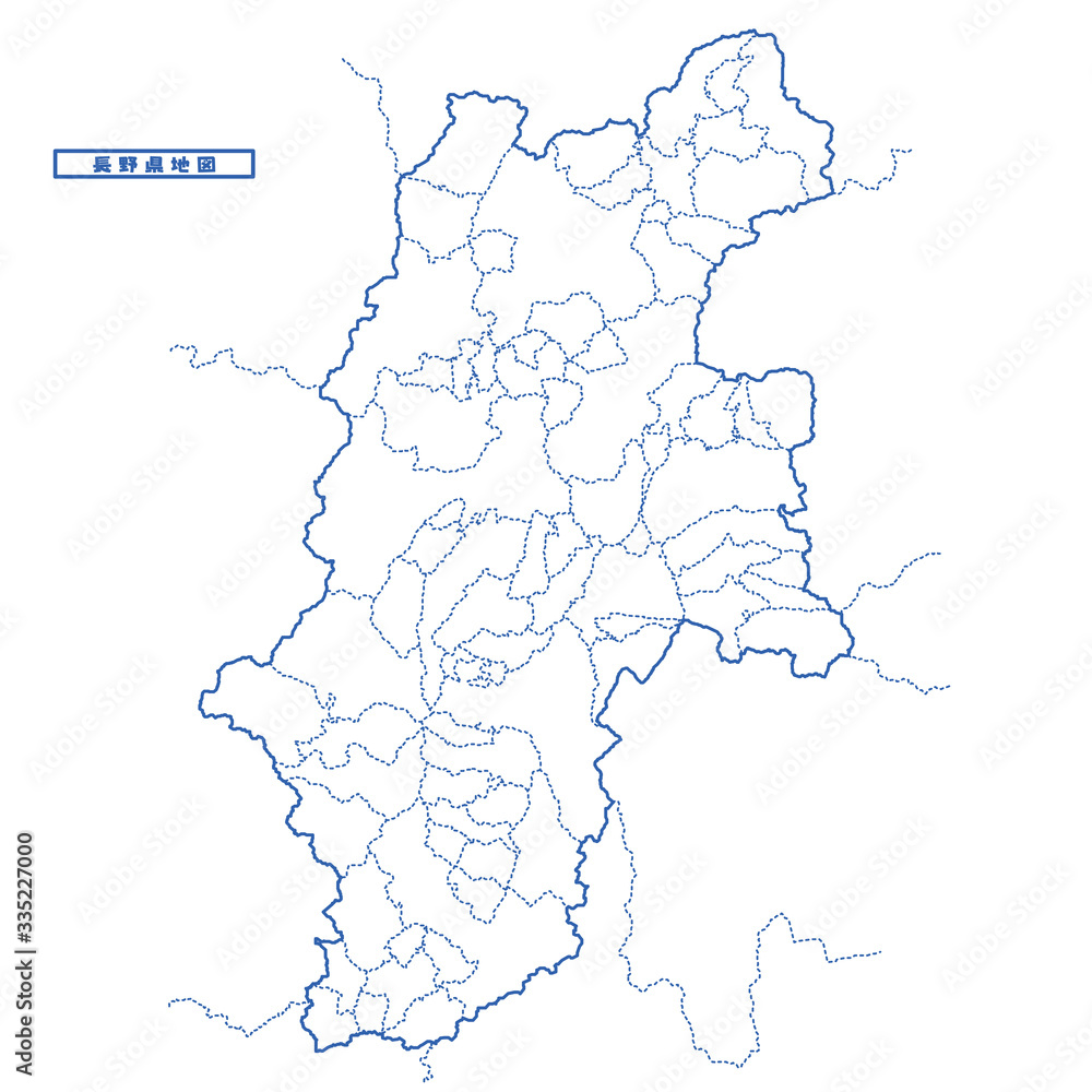 長野県地図 シンプル白地図 市区町村 Stock Vector Adobe Stock