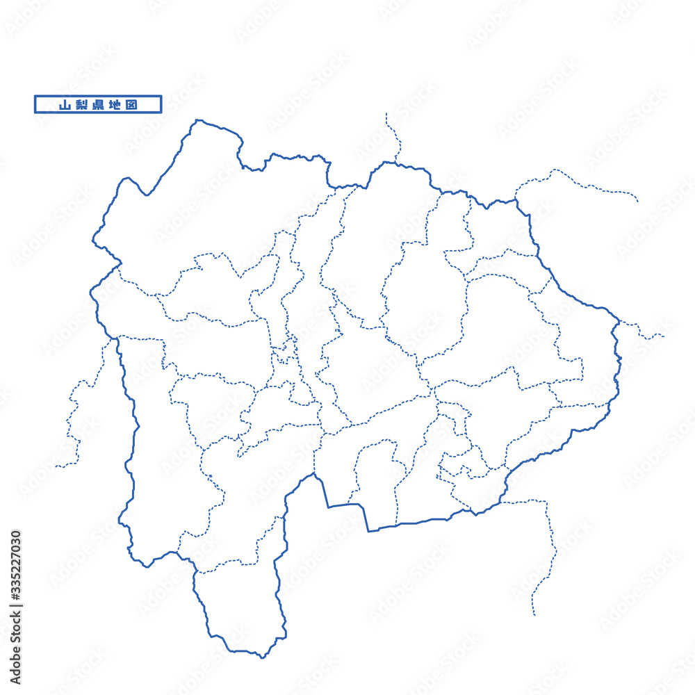 山梨県地図 シンプル白地図 市区町村