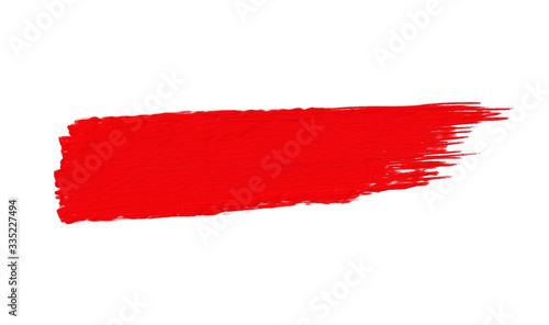 red strokes of artistic painting isolated on white background.