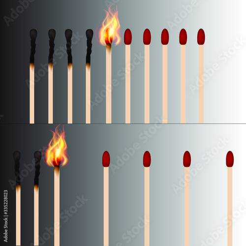 The spread of the epidemic with a proximitive course of flame and neglect of contagious and rough distance. Realistic vector