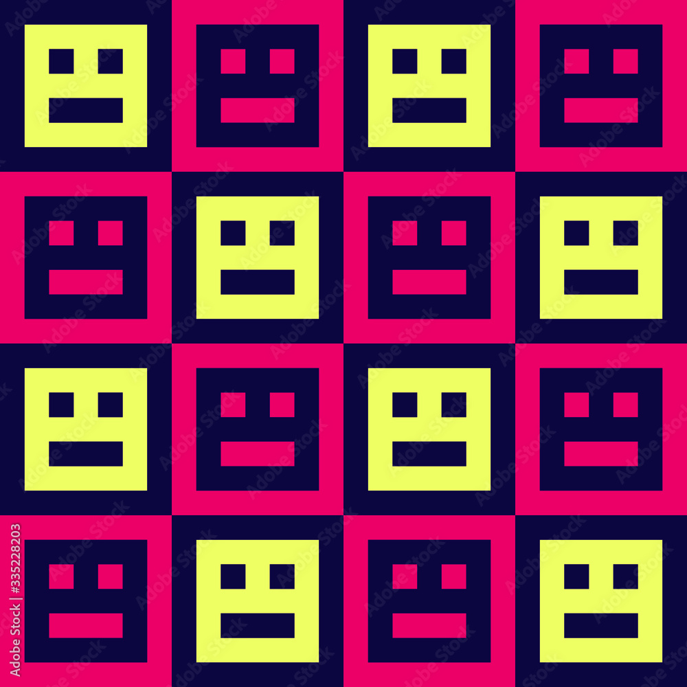 Seamless pixel art vector pattern with abstract faces. Gift wrapping paper, interior, cloth, fabric or web design. Seamless pixel art vector pattern with abstract faces. Gift wrapping paper, interior, cloth, fabric or web design.