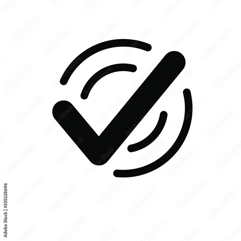Check Mark Icon , Template Design Emblem Isolated Illustration , Confirm Accept Approve , Outline Solid Background White
