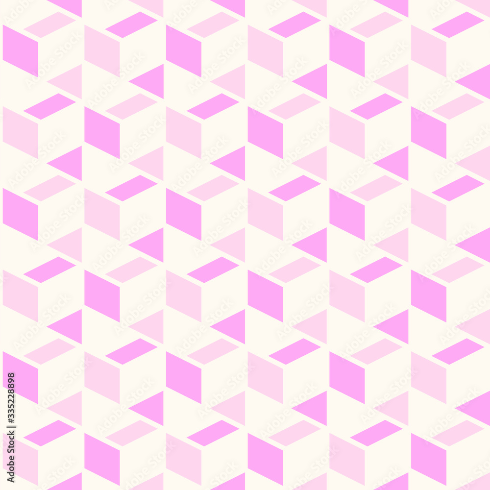Seamless geometric abstract pink cube vector pattern. Gift wrapping paper, interior, cloth, fabric or web design. Seamless geometric abstract pink cube vector pattern. Gift wrapping paper, interior, cloth, fabric or web design.