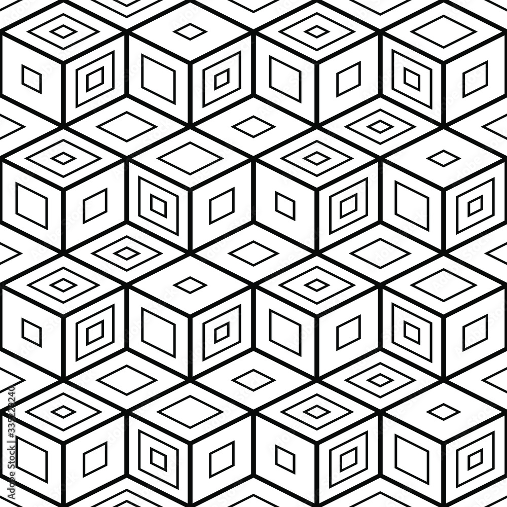 Seamless geometric abstract optical black and white cube vector pattern. Gift wrapping paper, interior, cloth, fabric or web design. Seamless geometric abstract optical black and white cube vector pattern. Gift wrapping paper, interior, cloth, fabric or web design.