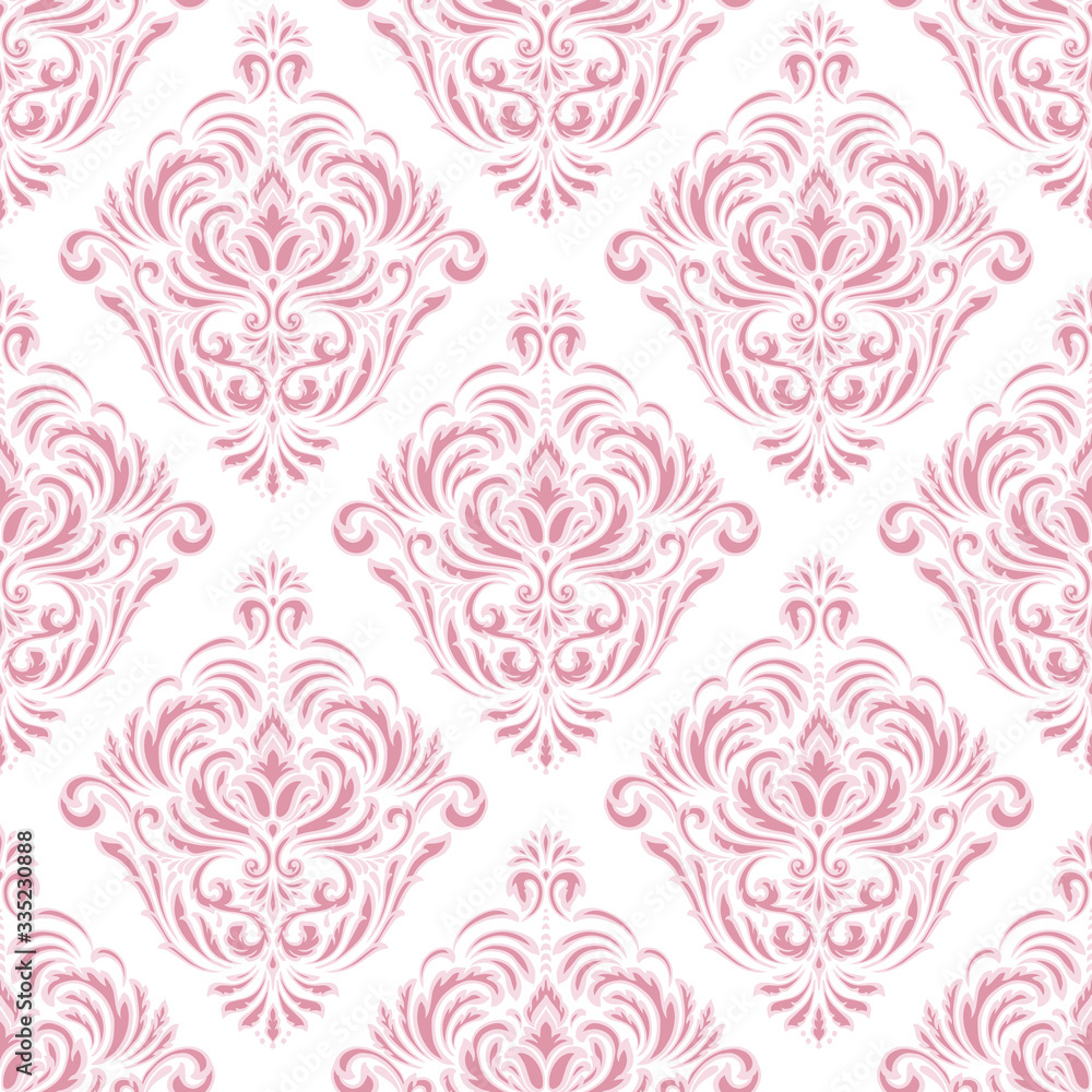 Damask seamless emboss pattern background. Vector classical luxury old damask ornament, royal victorian seamless texture for wallpapers, textile, wrapping. Vintage exquisite floral baroque template.