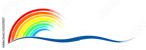 The Rainbow symbol with blue wave.
