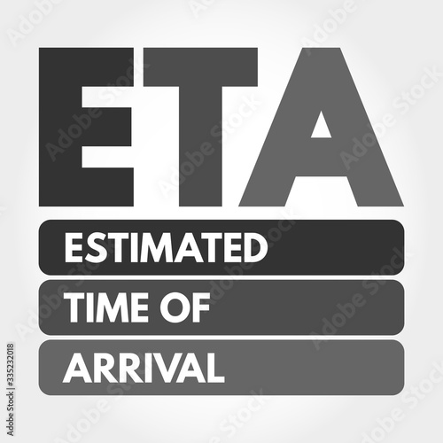 ETA - Estimated Time of Arrival acronym, business concept background