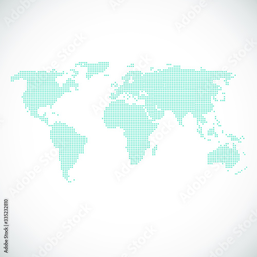 Vector Dotted World Map Background Light and Dark for Illustrator and Powerpoint. Continents: Europe, Asia, Australia, America, Africa
