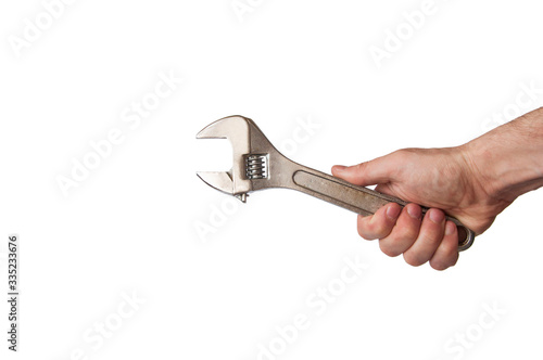 wrench in hand on a white background