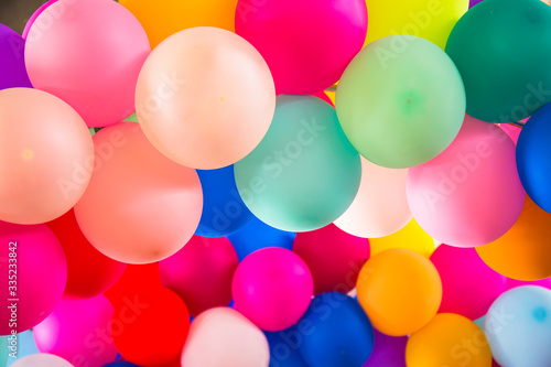 bright bunch of Colorful balloons. Background, picture for add text message or backdrop graphic design.