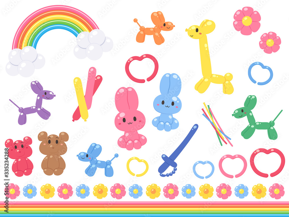 バルーンアートイラスト セット 顔 Vector De Stock Adobe Stock