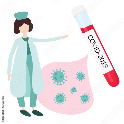Fight and defend the concept of coronavirus outbreak COVID-19, Doctor in uniform and coat, is fighting the coronavirus. In vitro blood is made after the test.