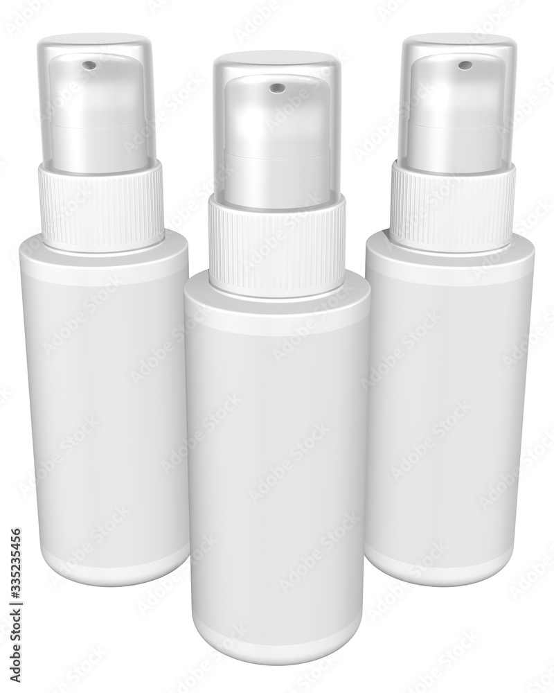 Realistic 3D Spray Bottle Mock Up Template on White Background.3D Rendering
Realistic 3D Spray Bottle Mock Up Template on White Background.3D Rendering