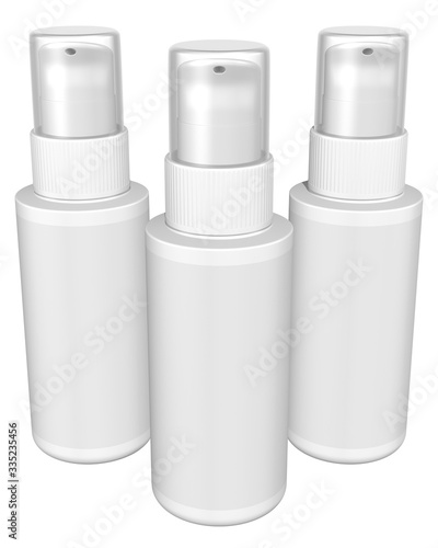 
Realistic 3D Spray Bottle Mock Up Template on White Background.3D Rendering