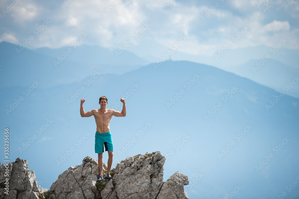 Man climbing on the rock