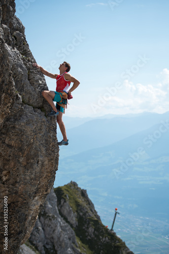 Man climbing on the rock