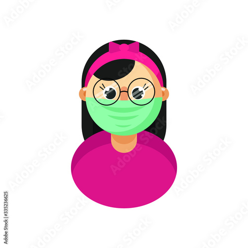 Vector illustration of novel coronavirus 2019-nCoV. wuhan virus china. Young woman wearing face mask. corona virus quarantine. coronavirus outbreak concept. coronavirus attack concept.