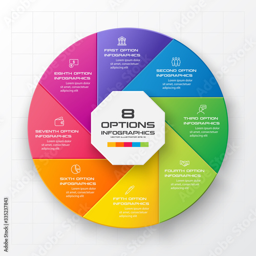 Circle infographic template with 8 options,Vector illustration.