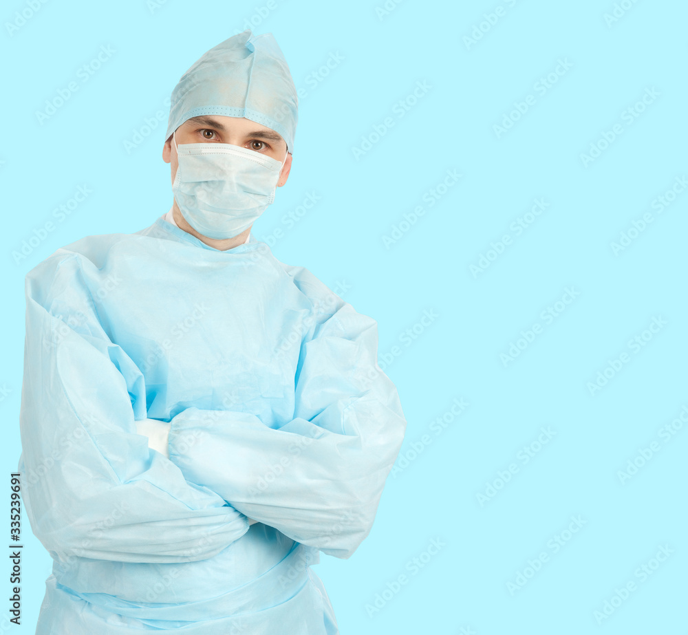 Doctor in the protective suit and mask Doctor in the protective suit and mask