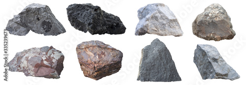 Fototapeta Naklejka Na Ścianę i Meble -  Variety type of rocks or stone isolated on white background.