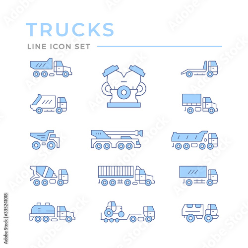 Set color line icons of trucks