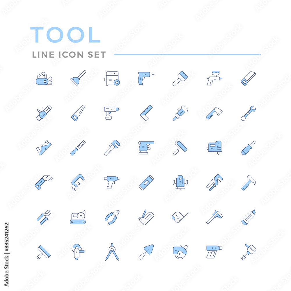 Set color line icons of tool Set color line icons of tool