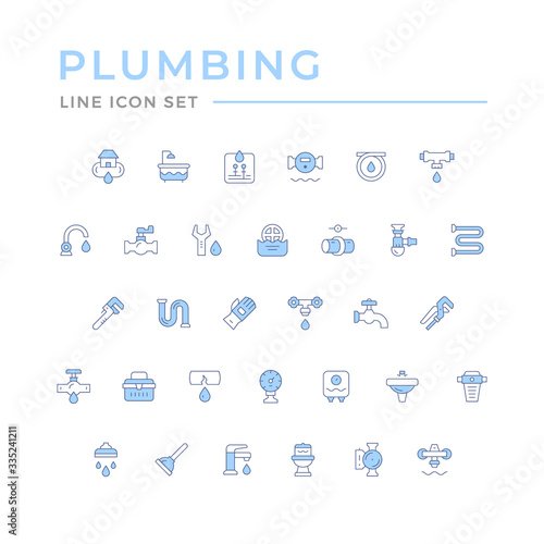 Set color line icons of plumbing