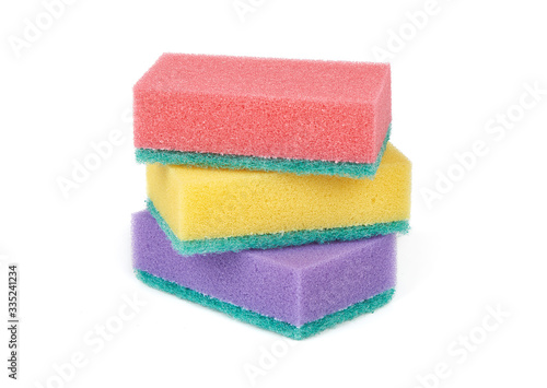 sponge for washing dishes isolated on white background