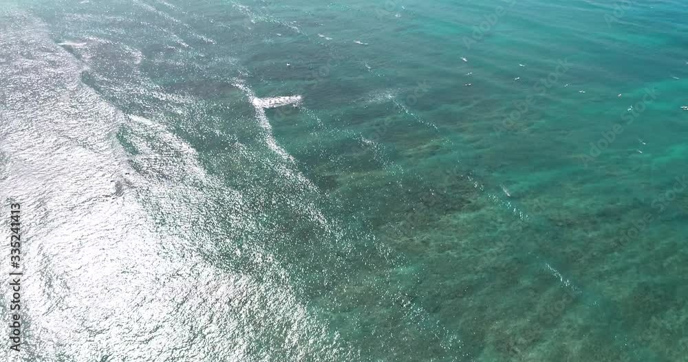 Flying POV, Hyperlapse of panorama off the coast of Hawaii, in deep blue water