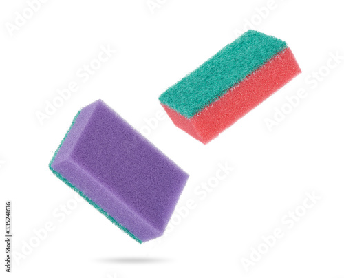 sponges for washing dishes isolated on white