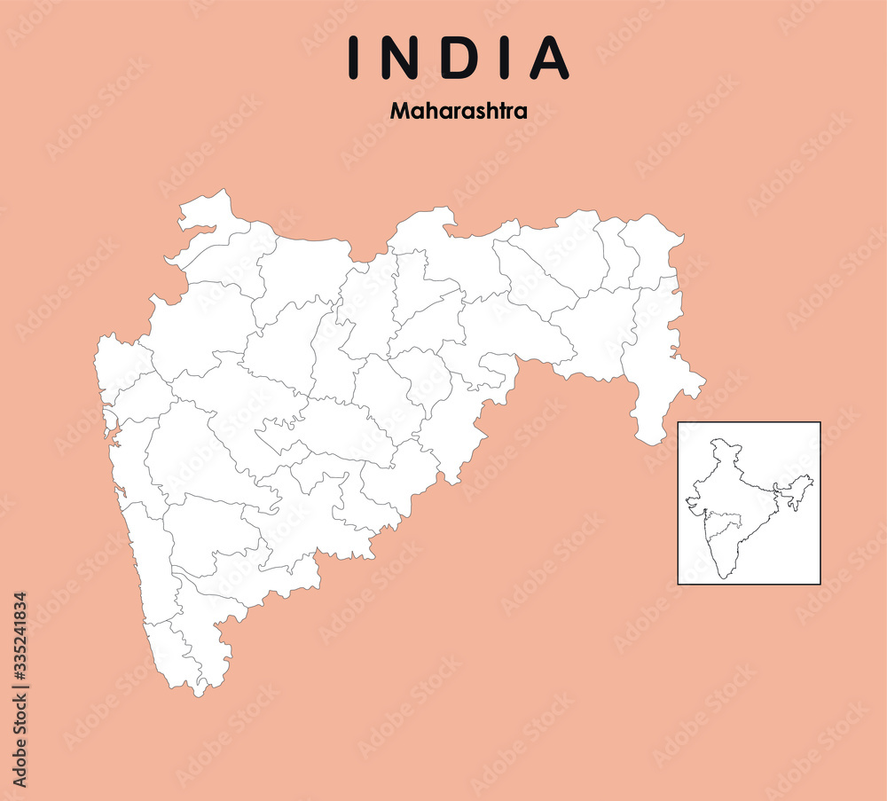Maharashtra With District Map Maharashtra Map Without Name Of District. All District Border In Maharashtra.  Maharashtra Map 2019. Stock Vector | Adobe Stock