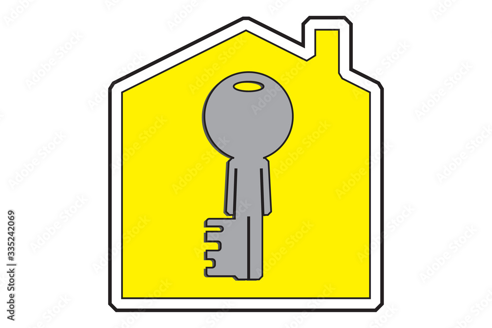 Real estate market concept. House icon with human like a key. Vector illustration Real estate market concept. House icon with human like a key. Vector illustration