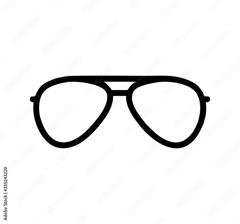 Reading or sun glasses in black and white vector isolated for signs, logo, apps or website Reading or sun glasses in black and white vector isolated for signs, logo, apps or website
