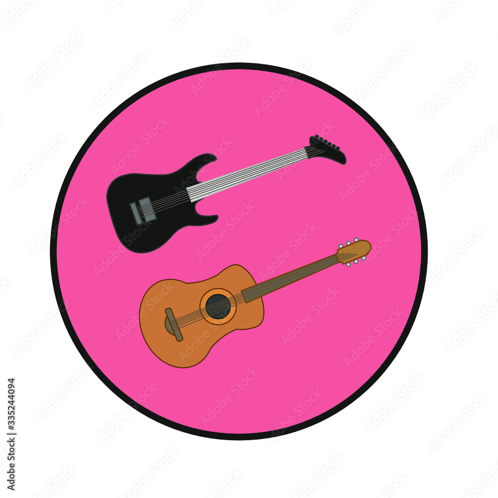 acoustic guitar and electric guitar on white background acoustic guitar and electric guitar on white background
