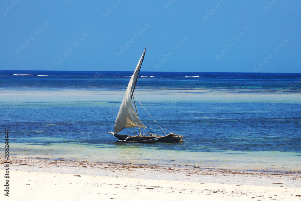 Obraz premium Boat at Diani Beach - Galu Beach - Kenya, Africa