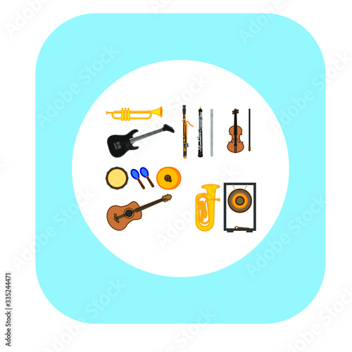 musical instruments on white background
