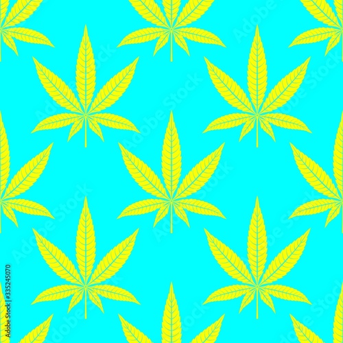 Cannabis leaves bright seamless pattern
