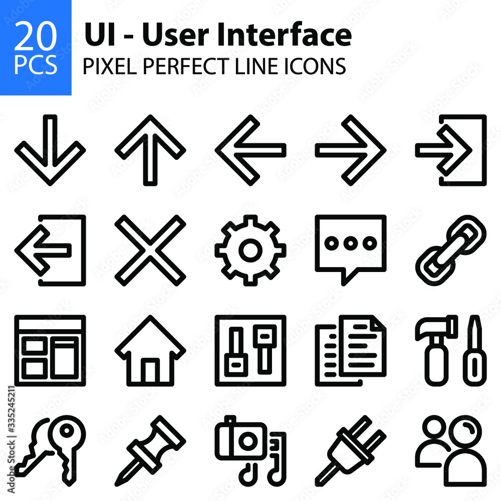 UI user interface line icons pixel perfect UI user interface line icons pixel perfect