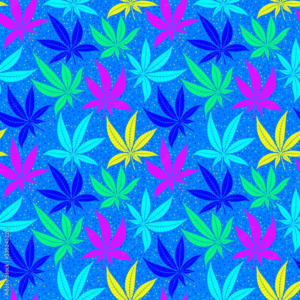 Cannabis leaves bright multicolored seamless pattern Cannabis leaves bright multicolored seamless pattern
