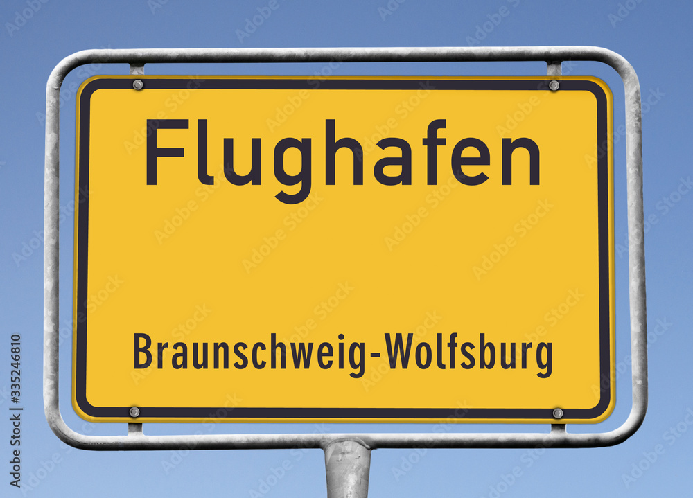 Flughafen Braunschweig-Wolfsburg, Ortstafel (Symbolbild)