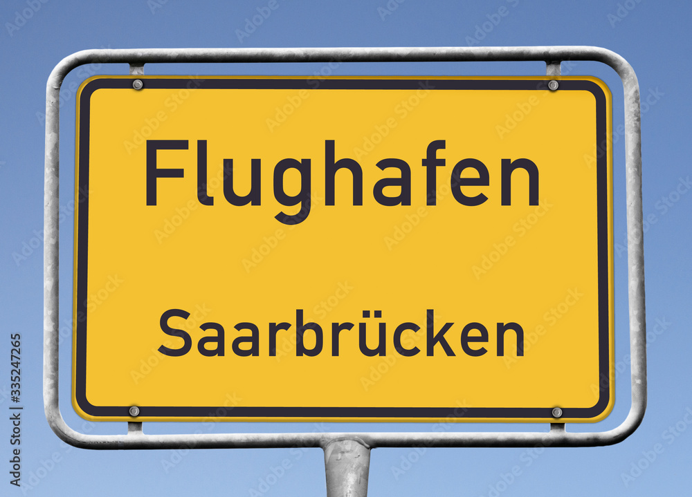 Flughafen Saarbrücken, Ortstafel (Symbolbild) Flughafen Saarbrücken, Ortstafel (Symbolbild)