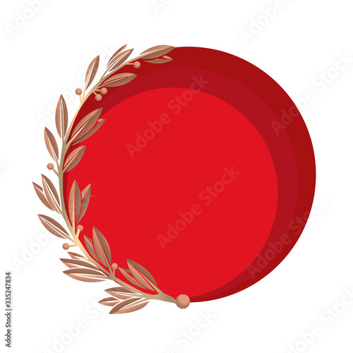 Bronze And Red One Side Laurel Circular Blank Frame Icon