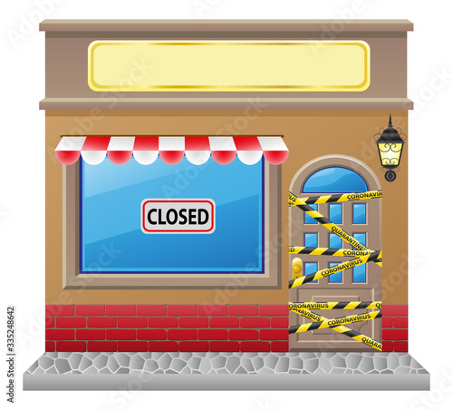 striped protective tape prohibiting street trading due to the epidemic of coronavirus covid-19 vector illustration