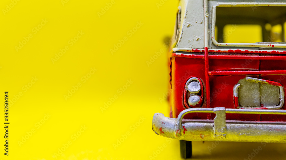 Fototapeta premium a red vintage caravan model detail