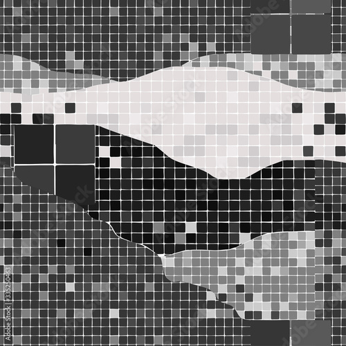 Abstract pattern of wavy cut surfaces of vivid resquare tiles