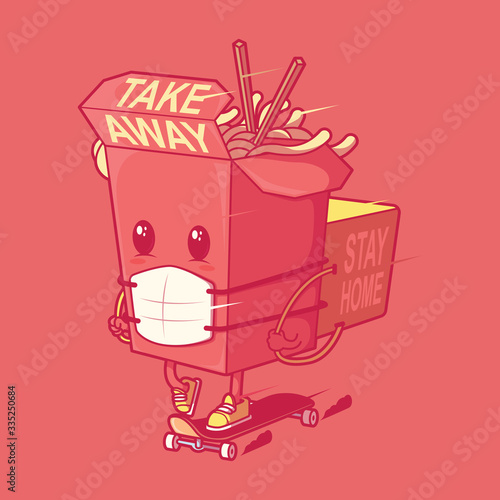 Food box character vector illustration. Take away, delivery, food, quarantine design concept